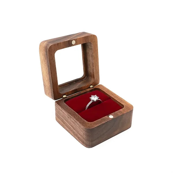 2.16 X 2.16 X 1.37 Inch Flip-Top Wooden Ring Case