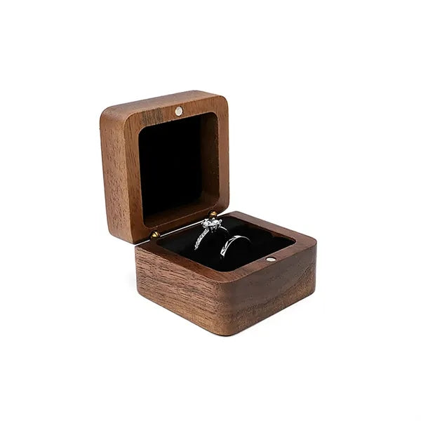 2.16 X 2.16 X 1.37 Inch Flip-Top Wooden Ring Case