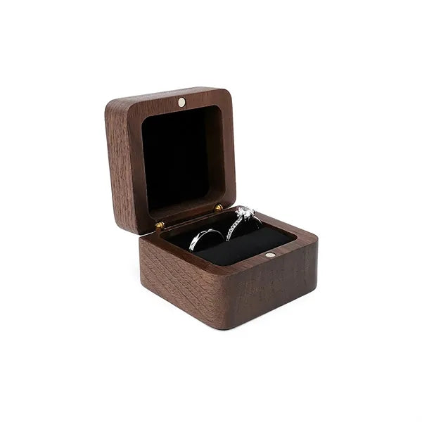 2.16 X 2.16 X 1.37 Inch Flip-Top Wooden Ring Case