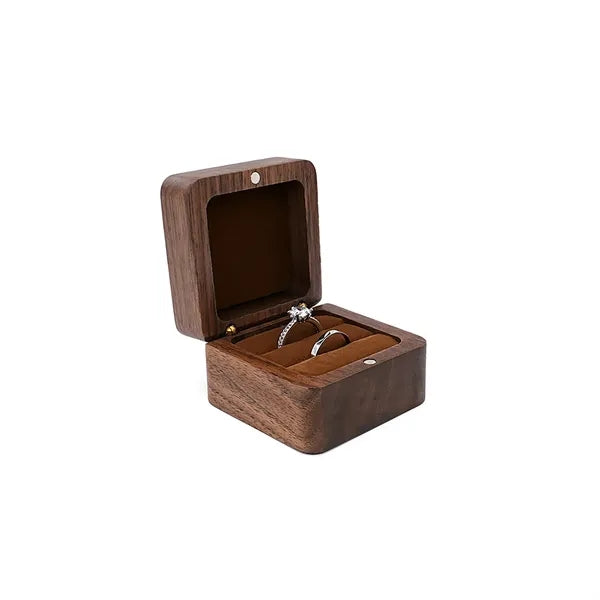 2.16 X 2.16 X 1.37 Inch Flip-Top Wooden Ring Case