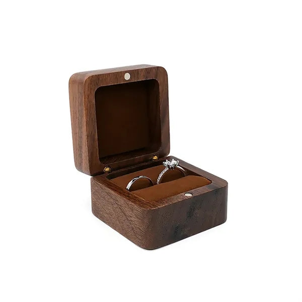 2.16 X 2.16 X 1.37 Inch Flip-Top Wooden Ring Case