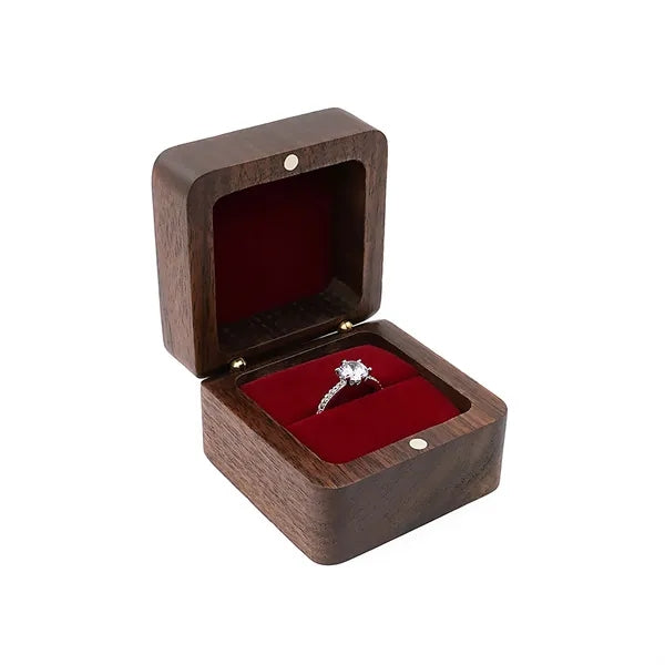 2.16 X 2.16 X 1.37 Inch Flip-Top Wooden Ring Case