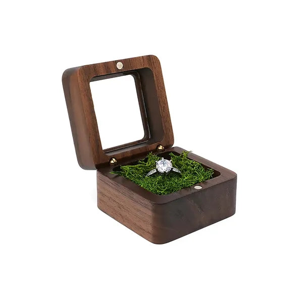 2.16 X 2.16 X 1.37 Inch Flip-Top Wooden Ring Case