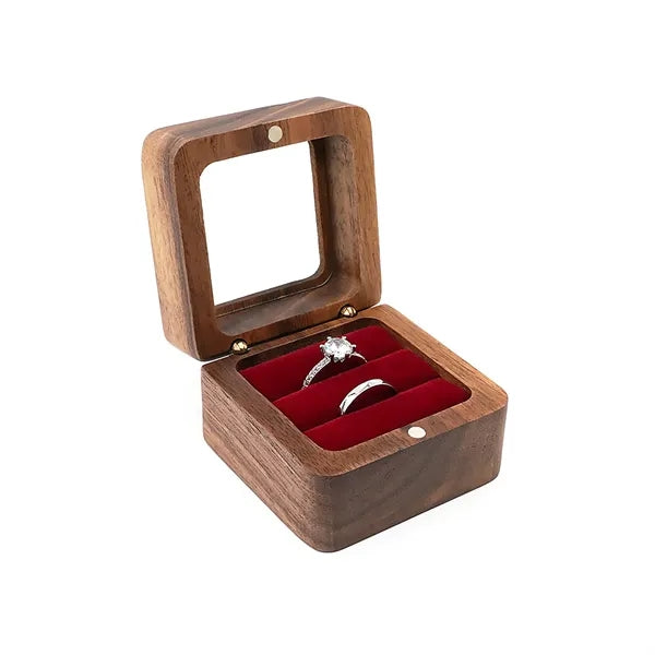 2.16 X 2.16 X 1.37 Inch Flip-Top Wooden Ring Case