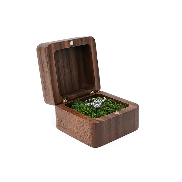 2.16 X 2.16 X 1.37 Inch Flip-Top Wooden Ring Case