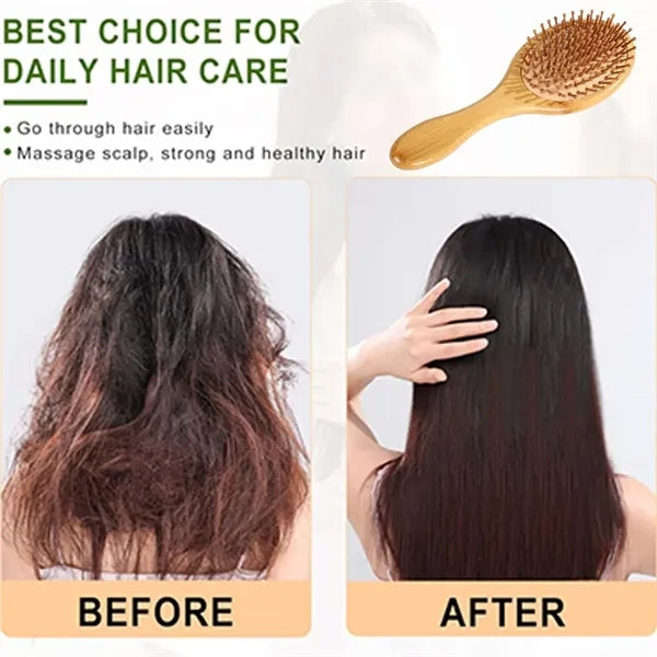 Natural Bamboo Wooden Detangling Massaging Scalp Hairbrush