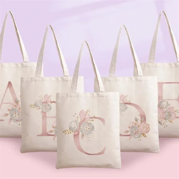 Floral Letter Simple Shopping Wedding Canvas Tote Bag
