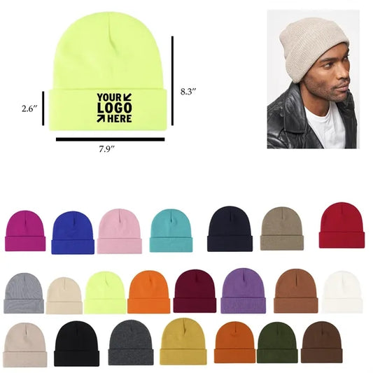 Unisex Acrylic Knit Beanie - Winter Warmth & Style