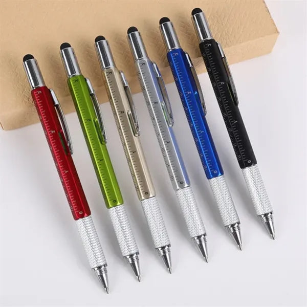 6-in-1 Multifunction Tool Pen with Stylus, Ruler, Level