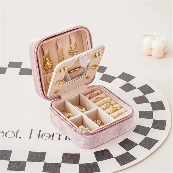 Travel Jewelry Box Organizer With Mirror