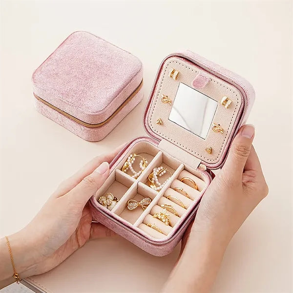 Travel Jewelry Box Organizer With Mirror