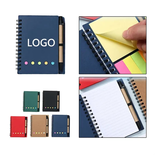 Lined Spiral Notebook With Pen Sticky Notes