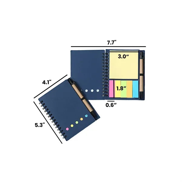 Lined Spiral Notebook With Pen Sticky Notes