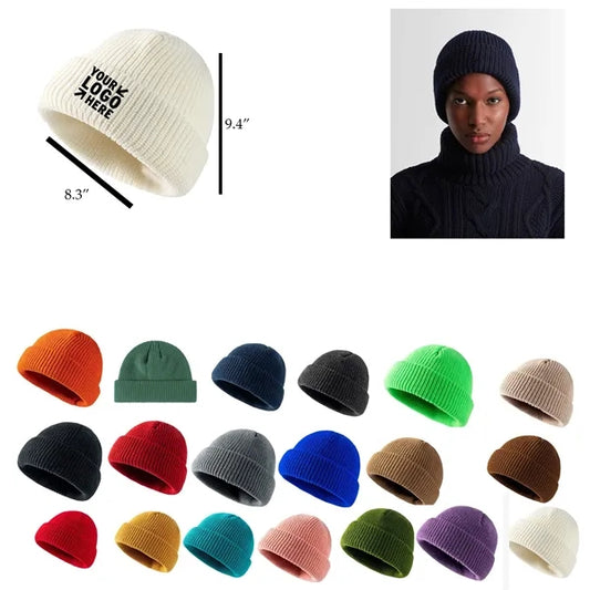 Unisex Acrylic Brimless Knit Beanie - Warm & Minimalist