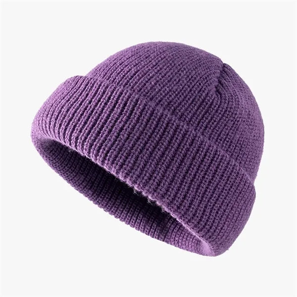 Unisex Acrylic Brimless Knit Beanie - Warm & Minimalist