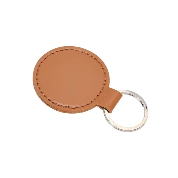 Round PU Leather Keychain with Flexible Snap Hook