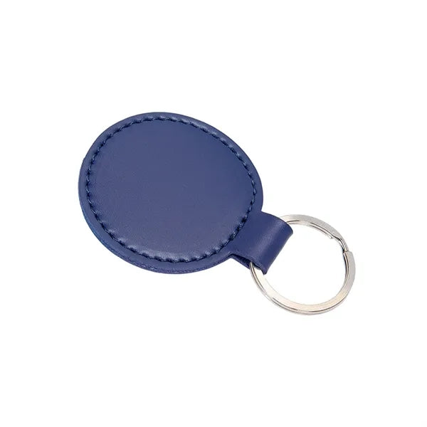 Round PU Leather Keychain with Flexible Snap Hook