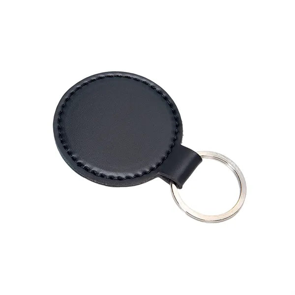 Round PU Leather Keychain with Flexible Snap Hook