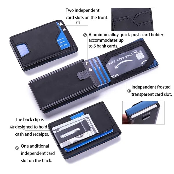 RFID Blocking Wallet Card Holder with Money Clip