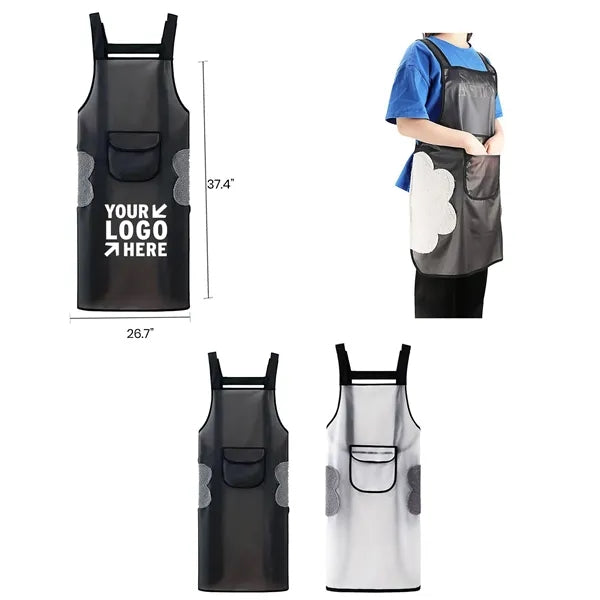 TPU Waterproof Kitchen Apron w/ Coral Fleece Towels