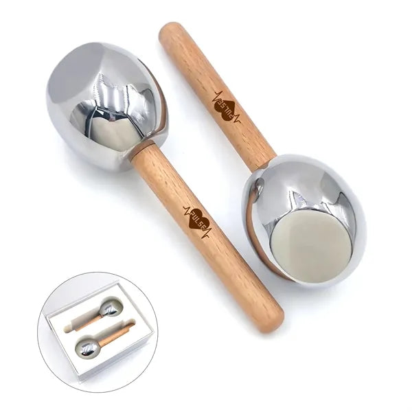 New Stainless Steel Ice Roller with Wooden Handle