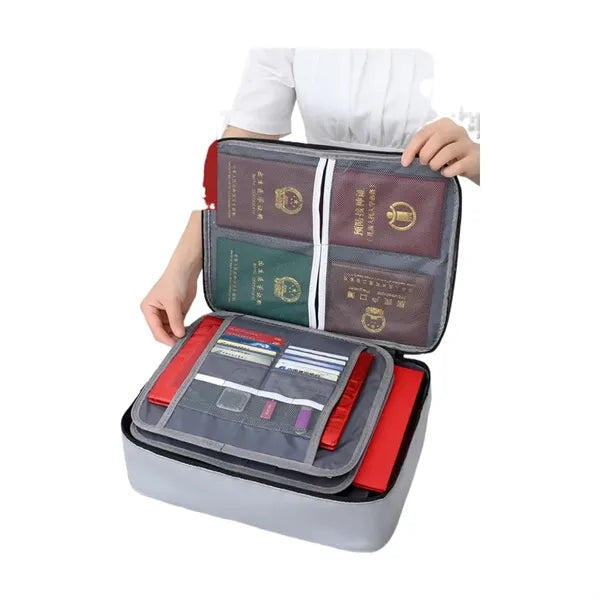 Large Capacity 3-Layer Fireproof Document Bag with Lock