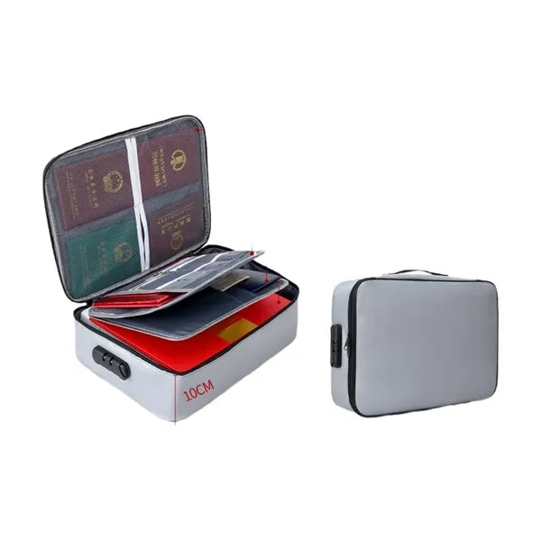Large Capacity 3-Layer Fireproof Document Bag with Lock