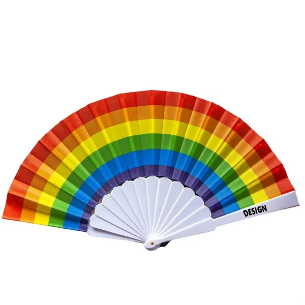 Plastic Folding Fan with Rainbow Design