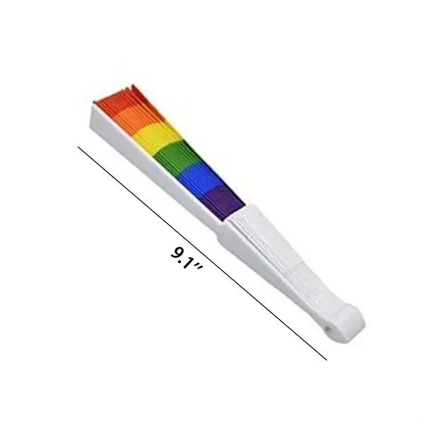 Plastic Folding Fan with Rainbow Design