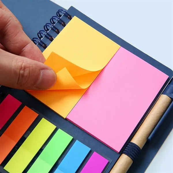 Spiral Notebook with Sticky Notes & Pen