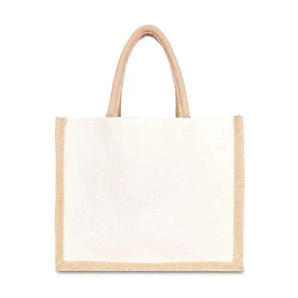 12 " x 14 "Jute Cotton Tote w/ Webbing Handle