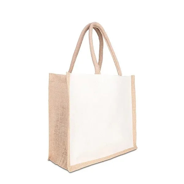 12 " x 14 "Jute Cotton Tote w/ Webbing Handle