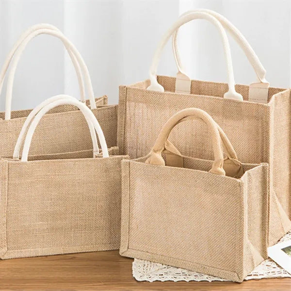 Jute Shopping Tote with Cotton Web Handle