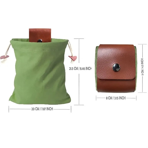 Outdoor Collapsible Foraging Bag Leather Belt Pouches