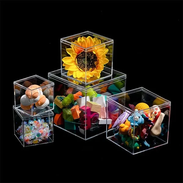 Clear Container Square Cube Acrylic Display Storage Lid Box