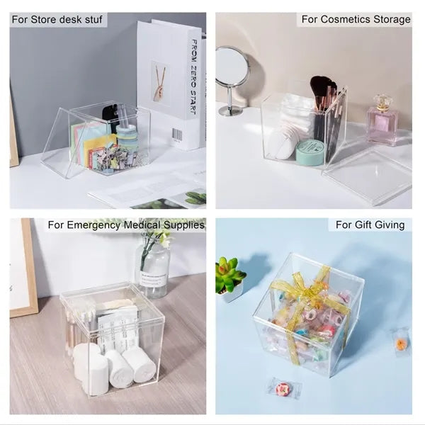 Clear Container Square Cube Acrylic Display Storage Lid Box