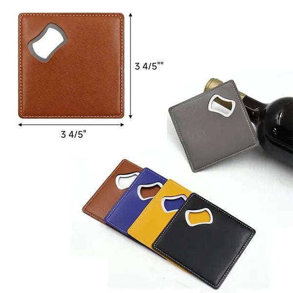 Leather Bottle Opener Square Coaster
