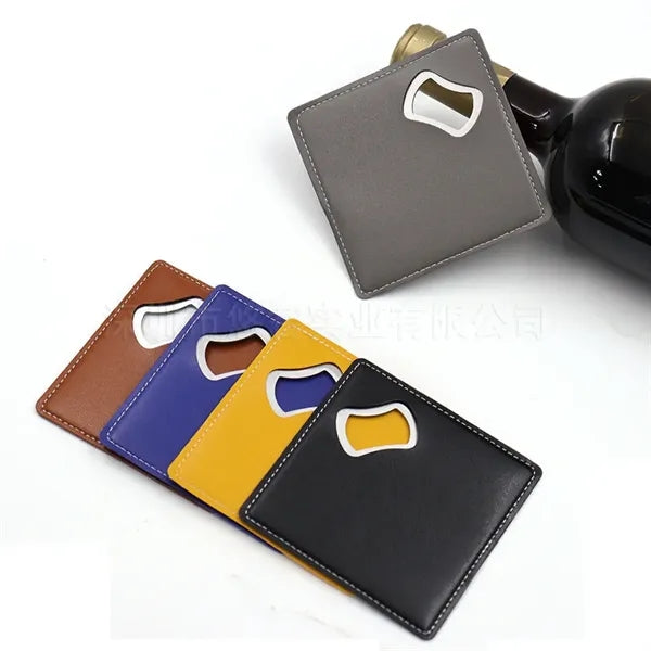 Leather Bottle Opener Square Coaster