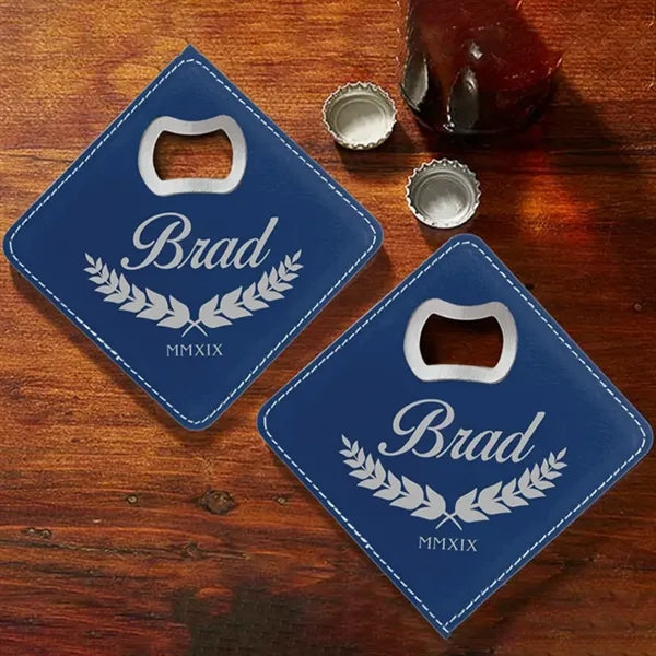 Leather Bottle Opener Square Coaster