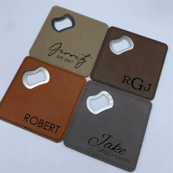 Leather Bottle Opener Square Coaster