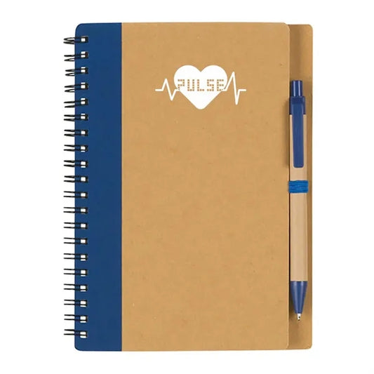 5" x 7" Soft Cover Kraft Spiral Journal With Pen