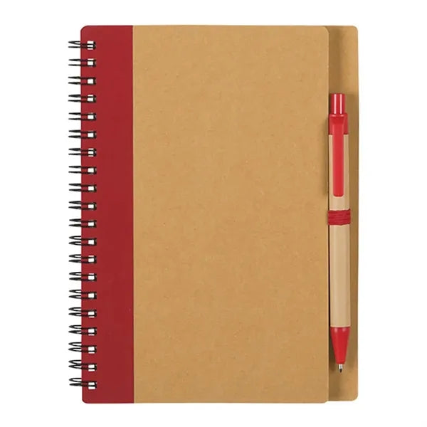5" x 7" Soft Cover Kraft Spiral Journal With Pen