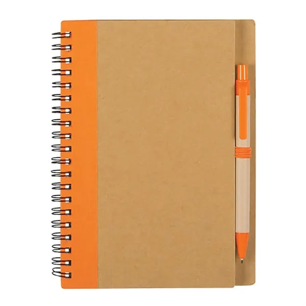 5" x 7" Soft Cover Kraft Spiral Journal With Pen