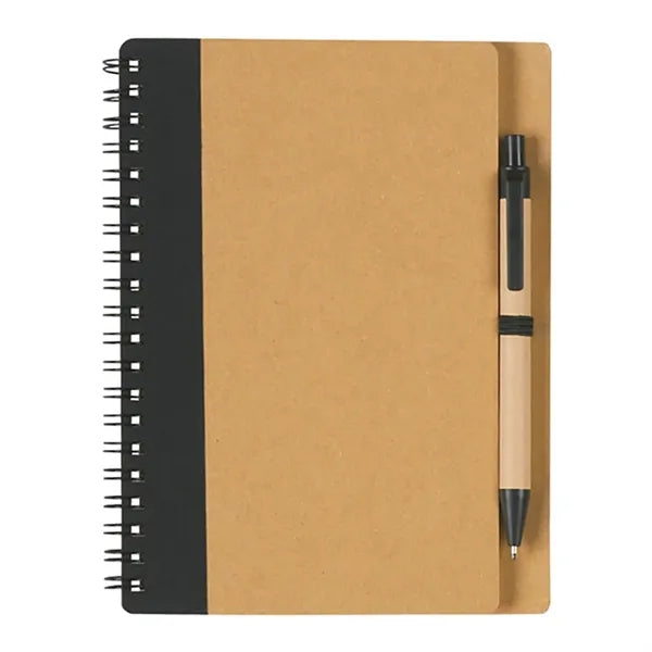 5" x 7" Soft Cover Kraft Spiral Journal With Pen