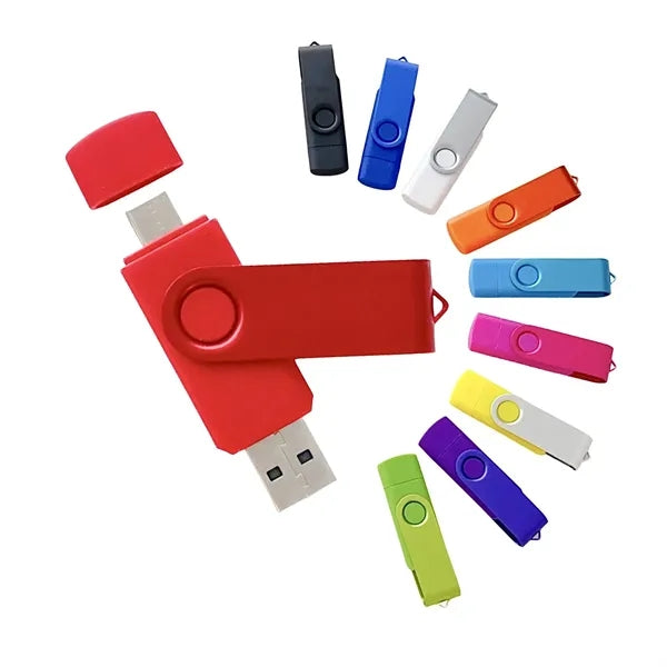 3-in-1 Swivel Flash Drive & Type-C, USB 3.0, Andr