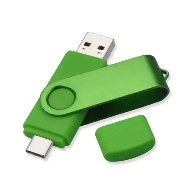 3-in-1 Swivel Flash Drive & Type-C, USB 3.0, Andr