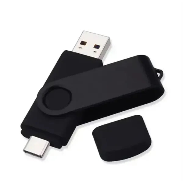 3-in-1 Swivel Flash Drive & Type-C, USB 3.0, Andr