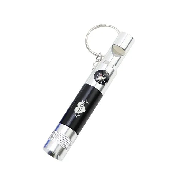 4 In 1 Led Flashlight Compass Keychain With Whistle