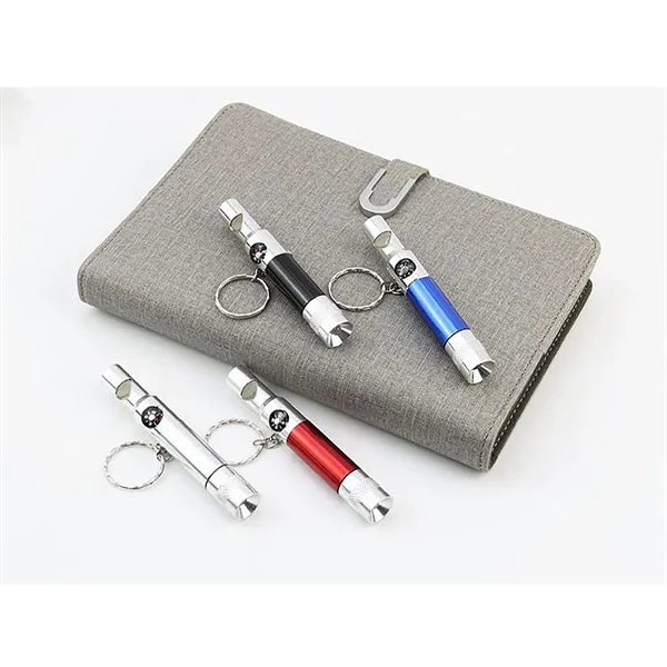 4 In 1 Led Flashlight Compass Keychain With Whistle