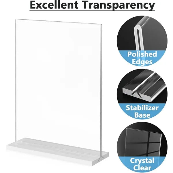 Clear Square Acrylic Sign Holder Vertical Menu Table Tent
